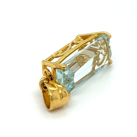 Certified Aquamarine 8.03ct Solid 18K Gold Pendant - Picture 3 of 8